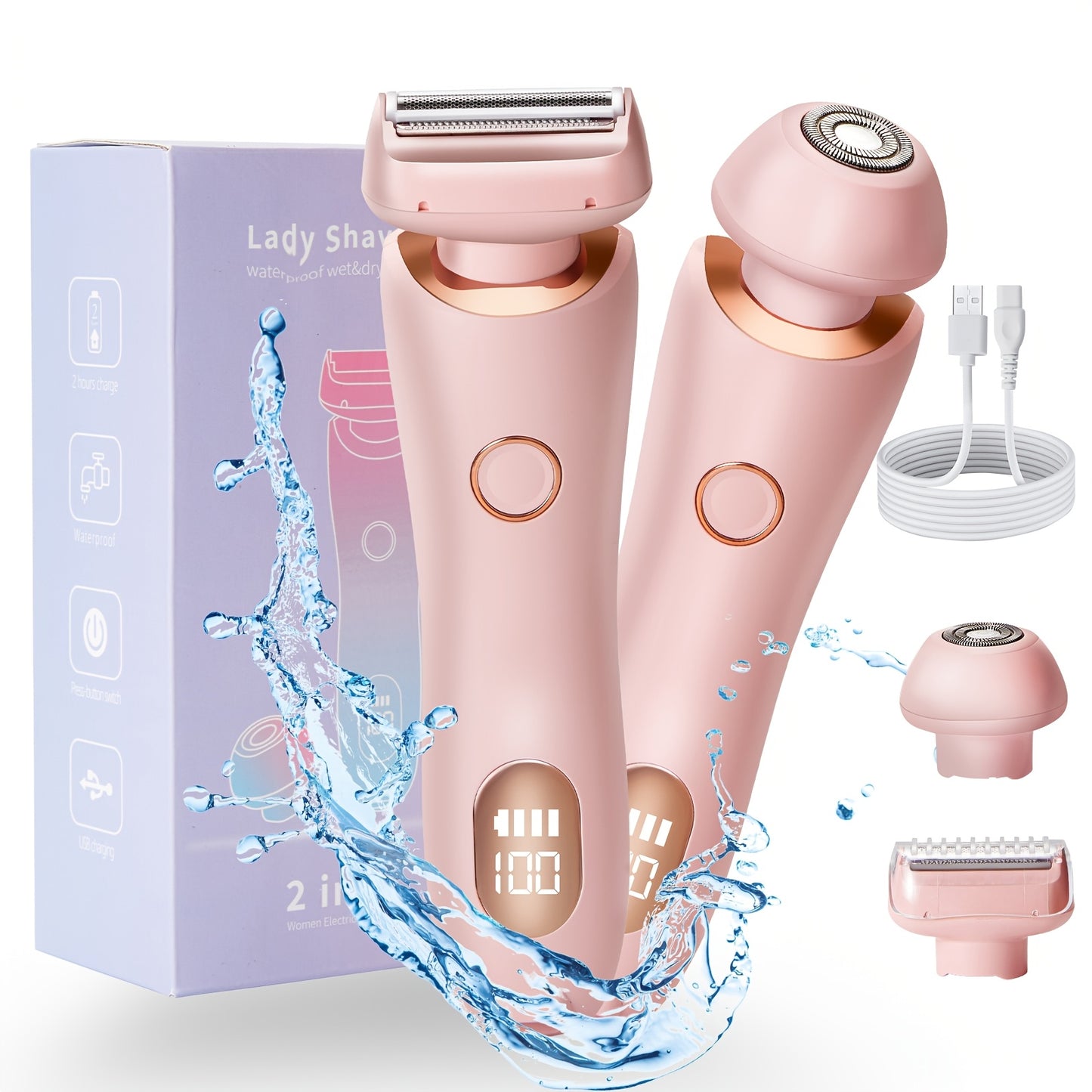 2-in-1 Lip & Body Shaver for Women - IPX7, Portable Electric Razor with Stainless Steel Blades, Ideal for Lips, Chin, Armpits, Peach Fuzz, Fingers, Neck & Cheeks - Perfect Gift for Her, Beauty Razor|Modern Aesthetic|Stainless