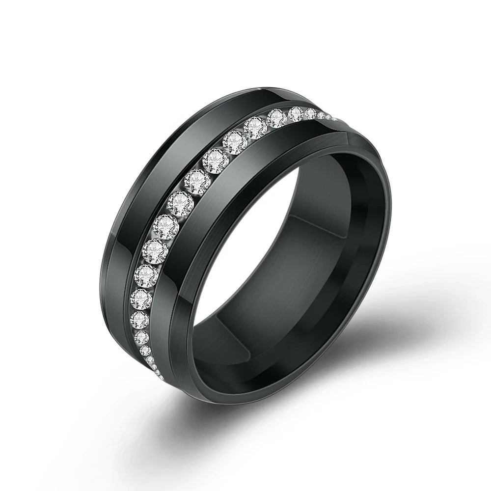 Bling CZ Wedding Rings For Women 6MM Stainless Steel Female Aliance Anel Love Gifts