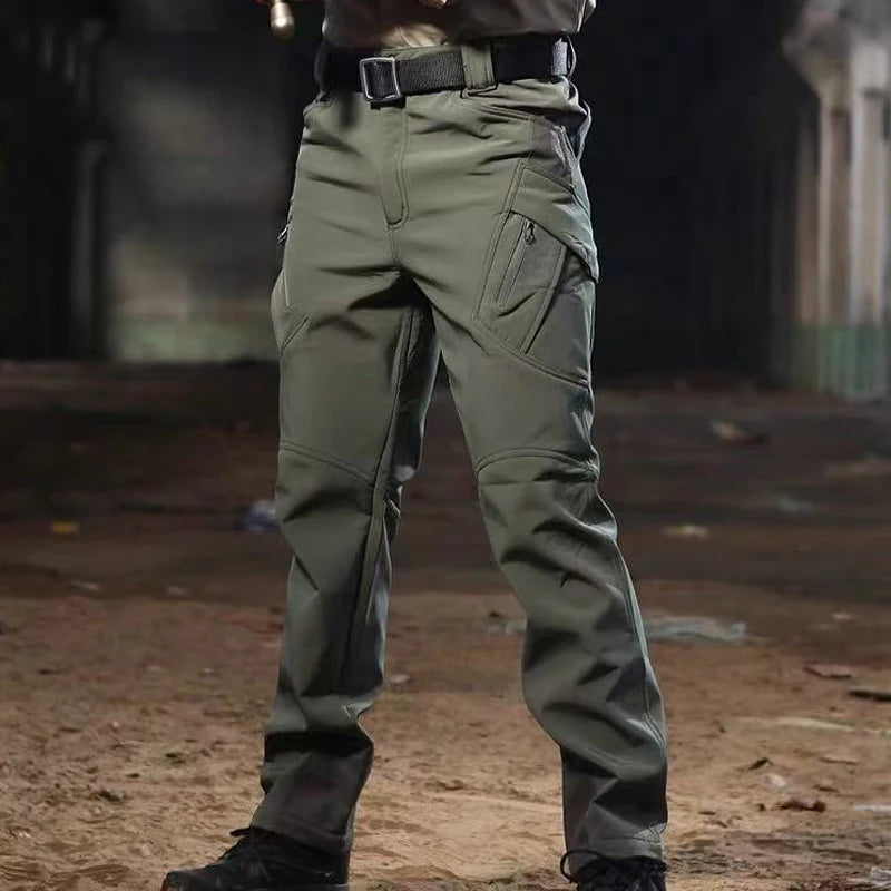 Men's Autumn Winter SoftShell Fleece Waterproof Jackets Male Hood Coats Fishing Hiking Camping Climbing Skiing Pants Trousers