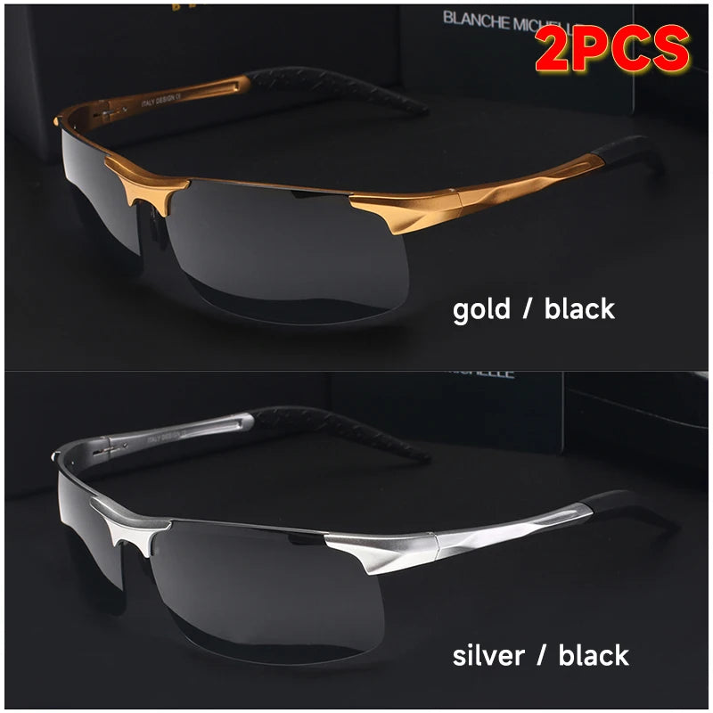 High Quality Ultra-Light Aluminum Magnesium Sport Sunglasses Polarized Men UV400 Rectangle Gold Outdoor Driving Sun Glasses