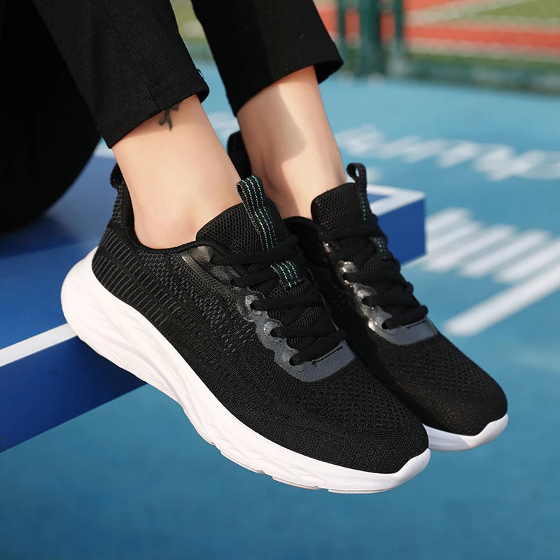 Outdoor Running Shoes Women Thick-soled Breathable Soft Lace-up Sports Shoes Women Anti-slip Mesh Casual Shoes Women