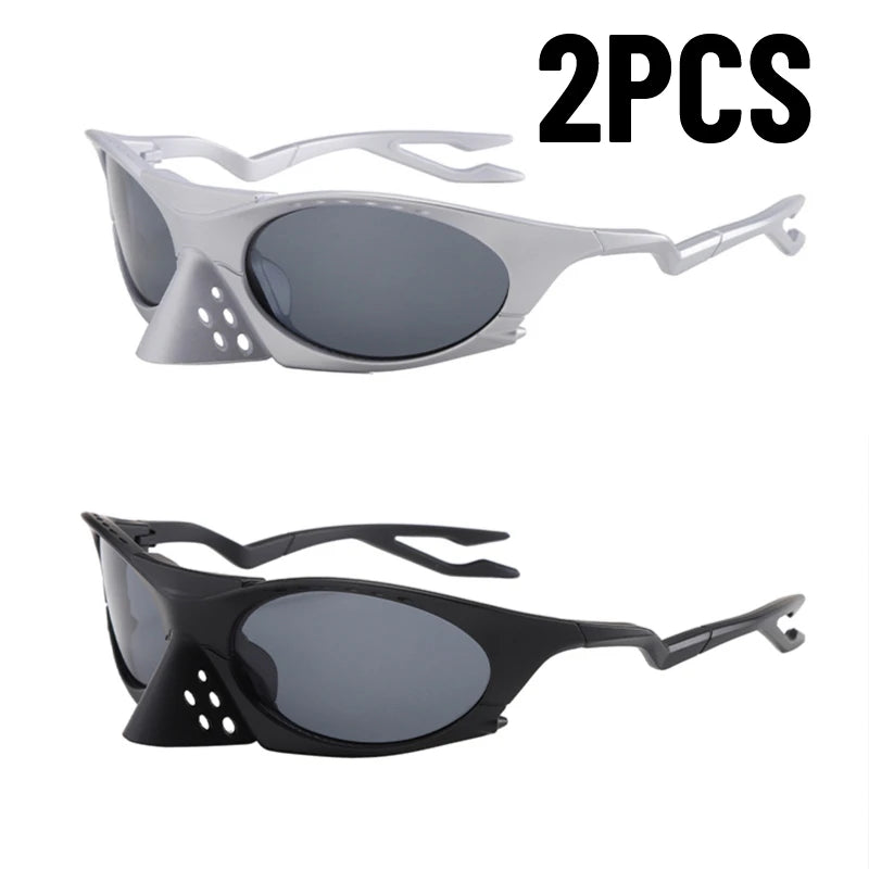 2/3PCS INS New Men Outdoor Sports Cycling  Hip Hop Sunglasses Fashion Women Trendy Party Sunscreen Glasses Personalized Goggles