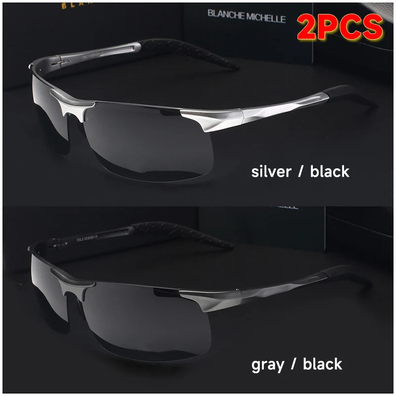 High Quality Ultra-Light Aluminum Magnesium Sport Sunglasses Polarized Men UV400 Rectangle Gold Outdoor Driving Sun Glasses
