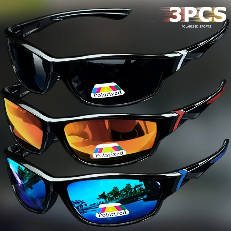 1/3PCS Vintage Sports Sunglasses Men Women Fishing Running Cycling Mountaineering Sport Man Sun Glasses Anti-Glare UV400