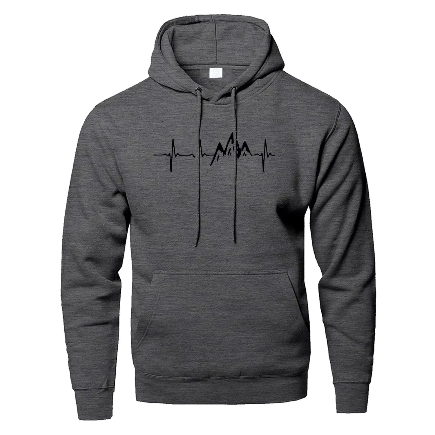 Mountain Heartbeat Hoodies teens Sweatshirt Autumn Long Sleeve Hooded Sweatshirt Hoodie Black Gray Sportswear