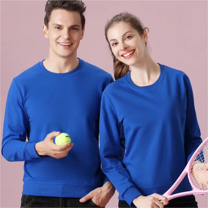 Fashion 100%Cotton Round Neck Sweater with fleece Custom Logo Printed Personal Group Brand Embroidery Design Men and Women thick