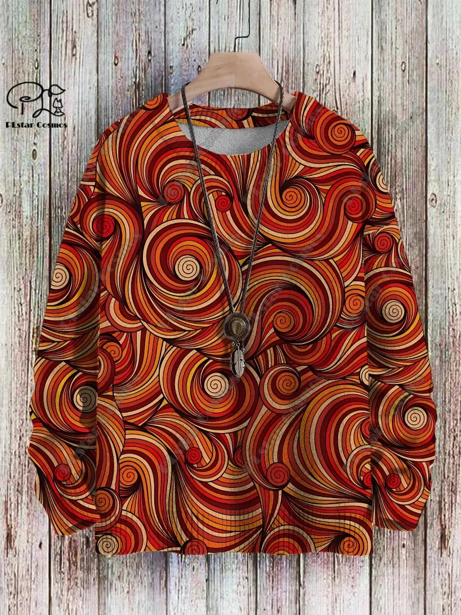 Brand New 3D Printed Retro Colorful Art Print Authentic Ugly Sweater Winter Casual Unisex Sweater F-2