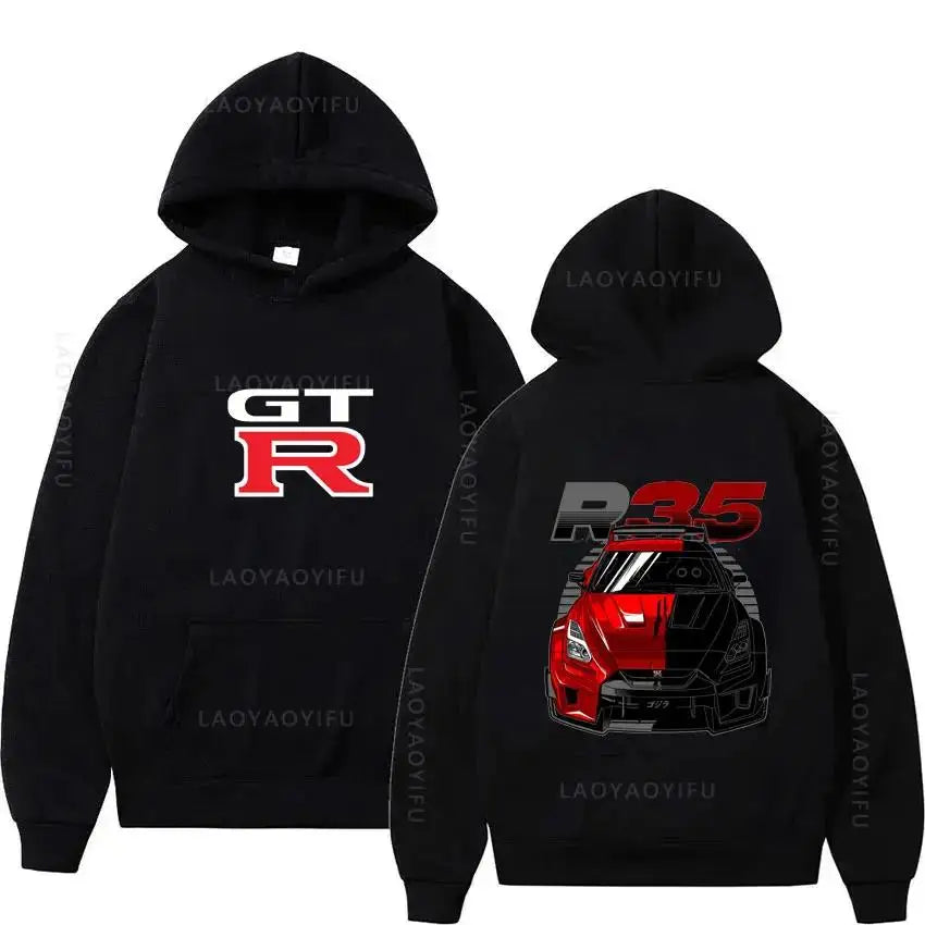 Initial D GTR R35 Streetwear Hoodies Japanese Car Sportcar Novelty Sweatshirt for Men's Long Sleeve Clothes New Arrival Pullover