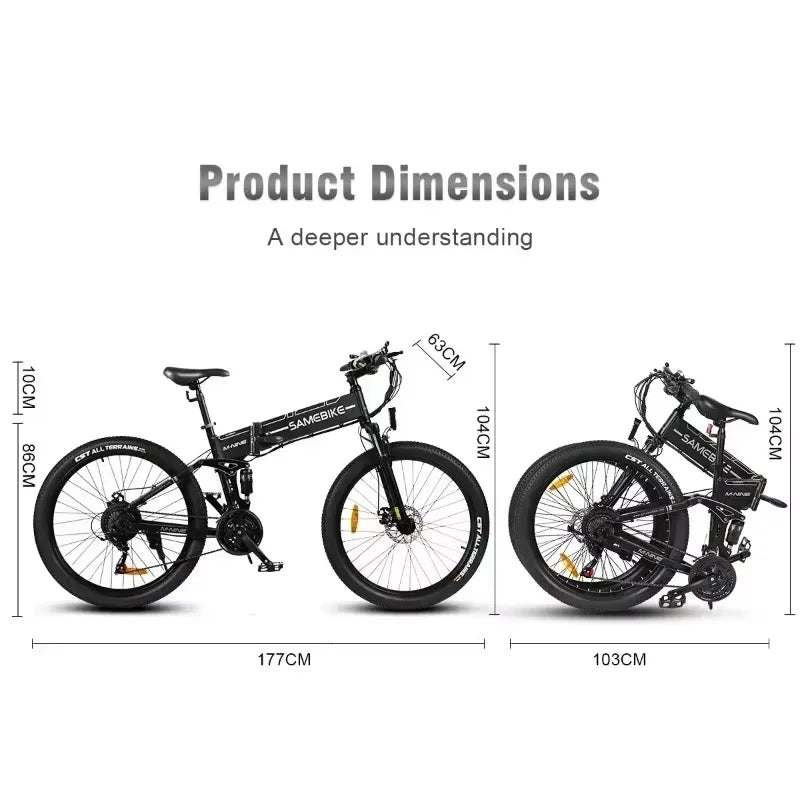 Electric Bicycle SAMEBIKE 900W Motor 48V14AH Lithium Battery Folding Electric Bike Hydraulic Brake Adult 26inch Tire Snow E-bike