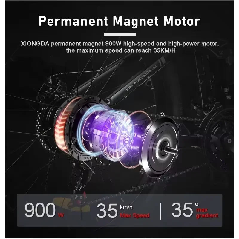 Electric Bicycle SAMEBIKE 900W Motor 48V14AH Lithium Battery Folding Electric Bike Hydraulic Brake Adult 26inch Tire Snow E-bike