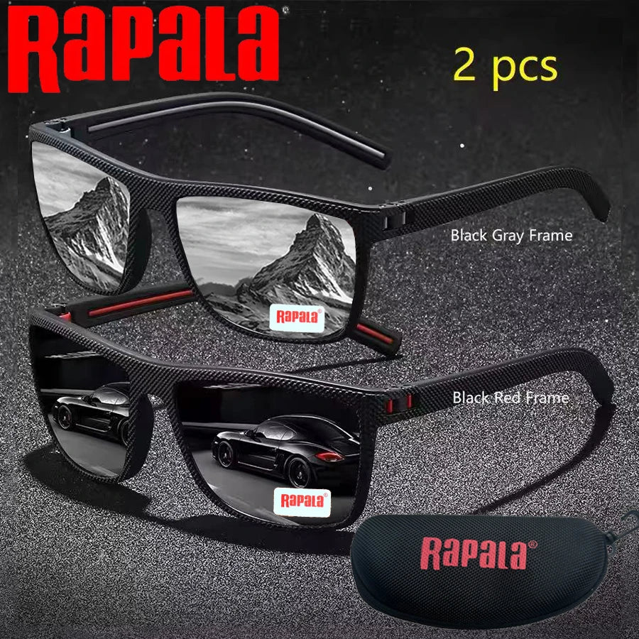 2PCS Rapala Fashion Vintage Square Polarized Sunglasses Men Women Driving Fishing  Designer Sun Glasses Driver's Eyewear UV400