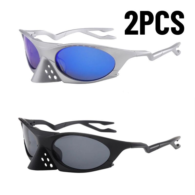 2/3PCS INS New Men Outdoor Sports Cycling  Hip Hop Sunglasses Fashion Women Trendy Party Sunscreen Glasses Personalized Goggles