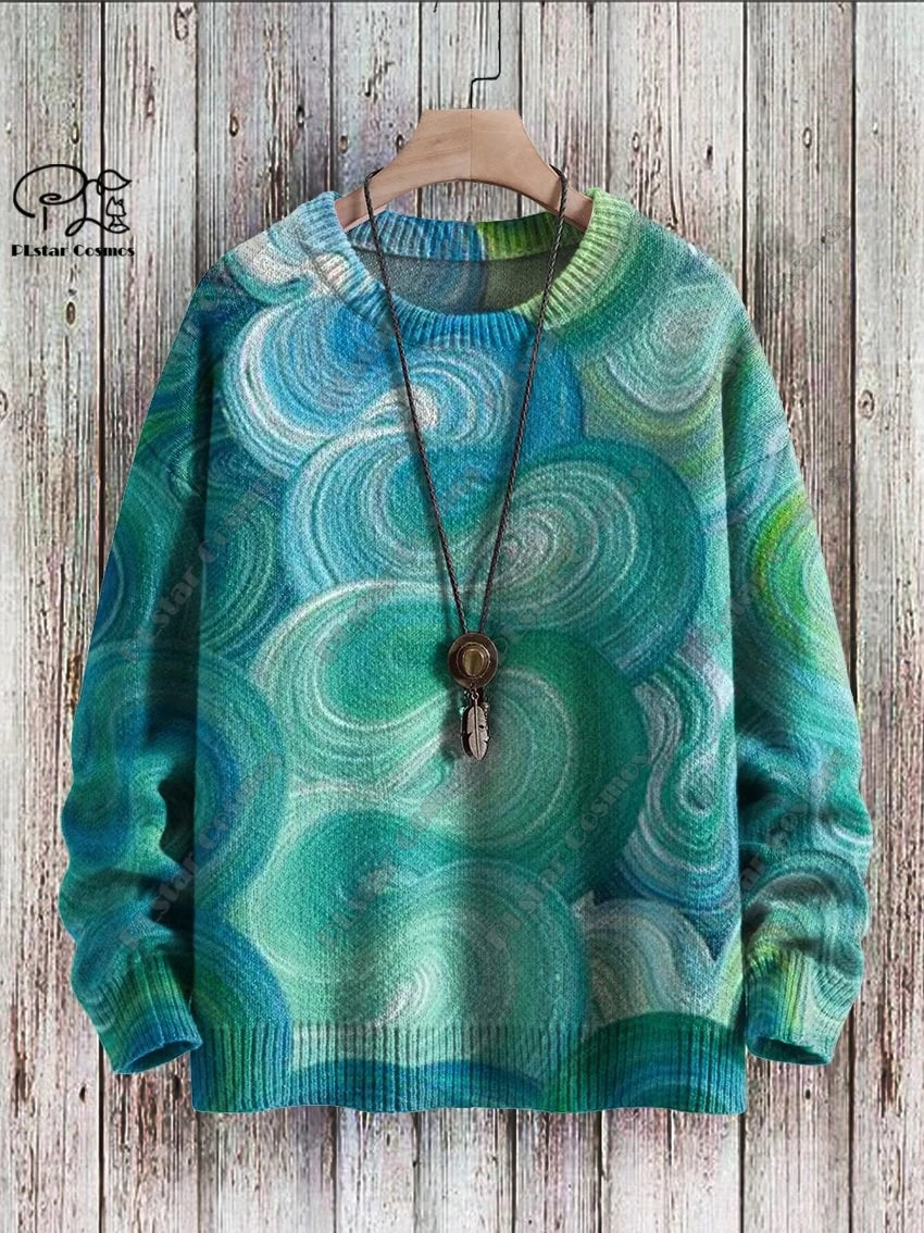 Brand New 3D Printed Retro Colorful Art Print Authentic Ugly Sweater Winter Casual Unisex Sweater F-2