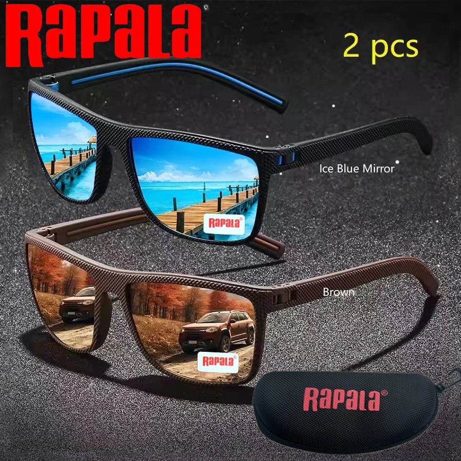 2PCS Rapala Fashion Vintage Square Polarized Sunglasses Men Women Driving Fishing  Designer Sun Glasses Driver's Eyewear UV400