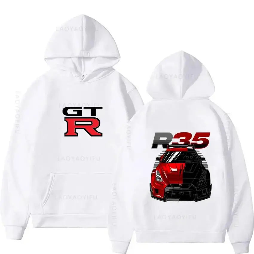 Initial D GTR R35 Streetwear Hoodies Japanese Car Sportcar Novelty Sweatshirt for Men's Long Sleeve Clothes New Arrival Pullover