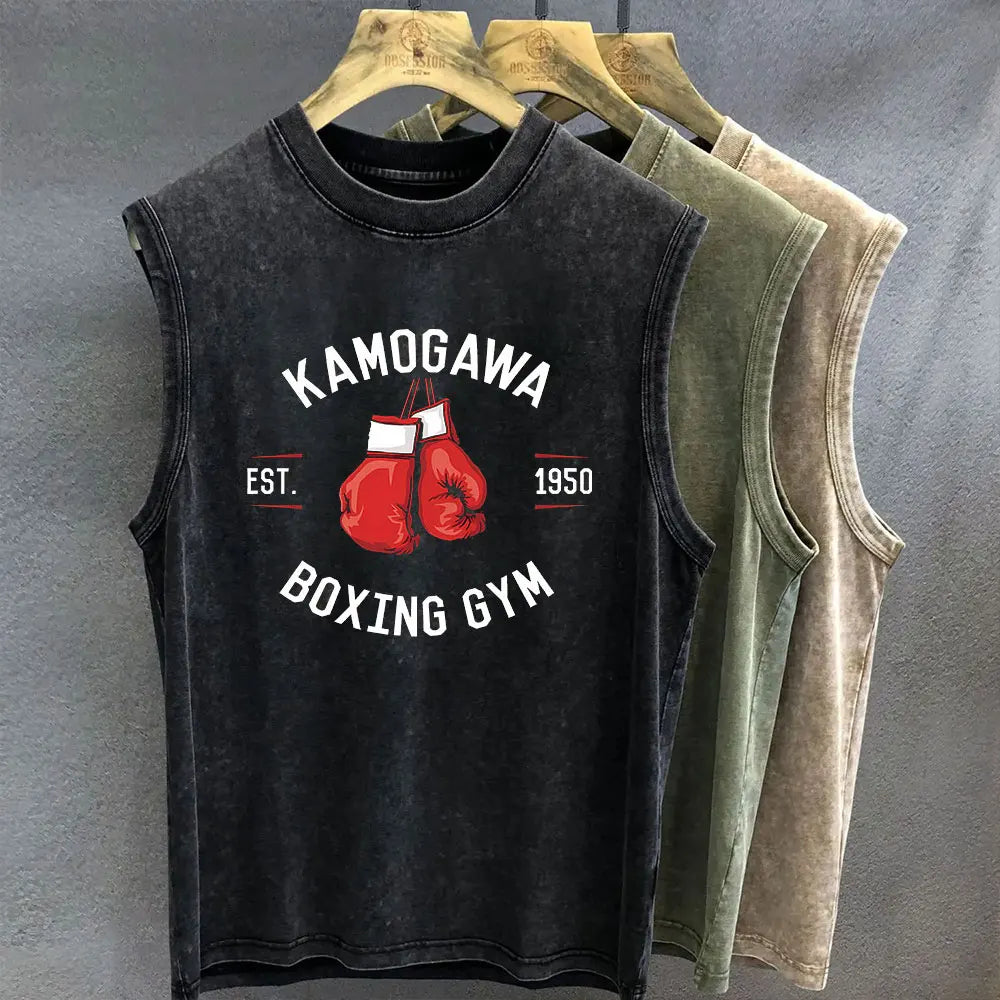 Men's Tank Top Anime Hajime No Ippo Graphic T-shirt Print Oversized Gym Clothing Vintage Wash Sleeveless Vest Womens Y2k Clothes