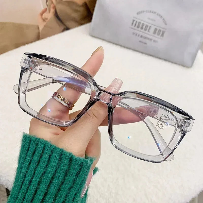 Women Anti Blue Light Glasses Oversized Frame Vintage Glasses Computer Eyewear Full Frame Transparent Eye Protection Eyepiece