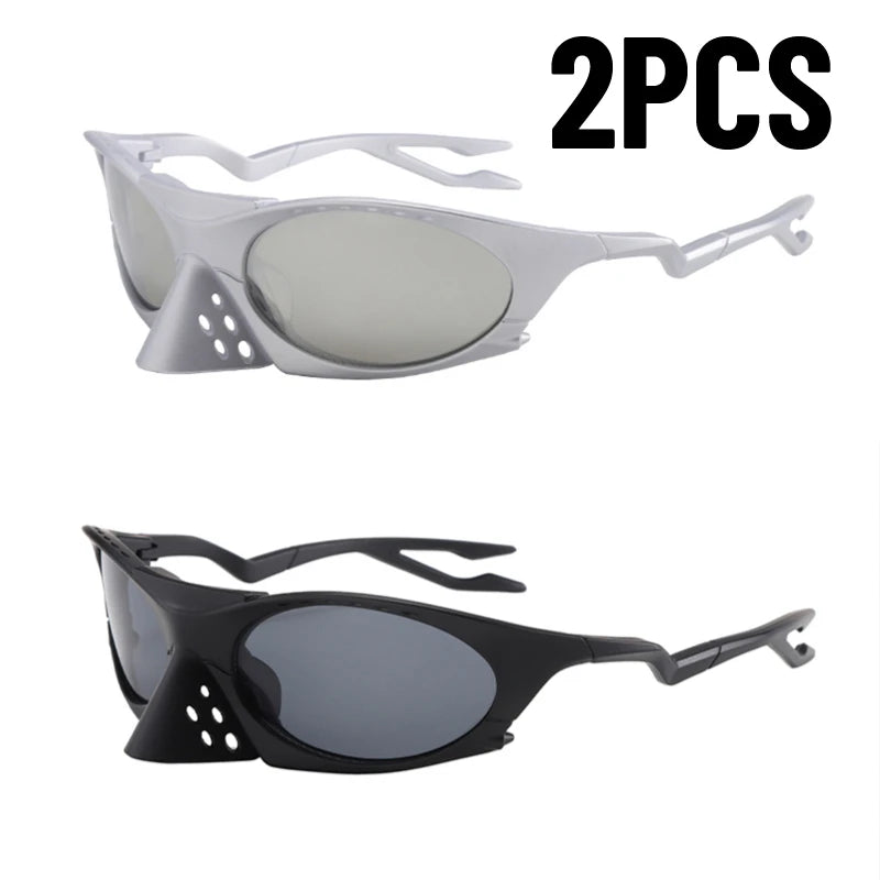 2/3PCS INS New Men Outdoor Sports Cycling  Hip Hop Sunglasses Fashion Women Trendy Party Sunscreen Glasses Personalized Goggles