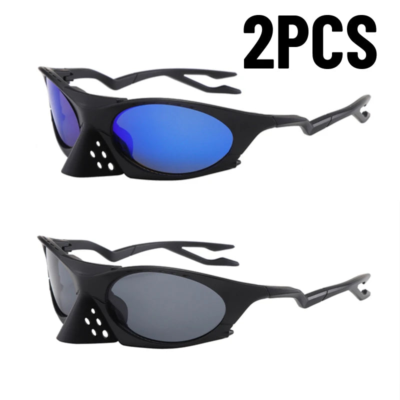 2/3PCS INS New Men Outdoor Sports Cycling  Hip Hop Sunglasses Fashion Women Trendy Party Sunscreen Glasses Personalized Goggles