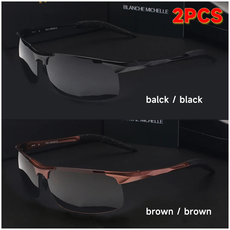 High Quality Ultra-Light Aluminum Magnesium Sport Sunglasses Polarized Men UV400 Rectangle Gold Outdoor Driving Sun Glasses