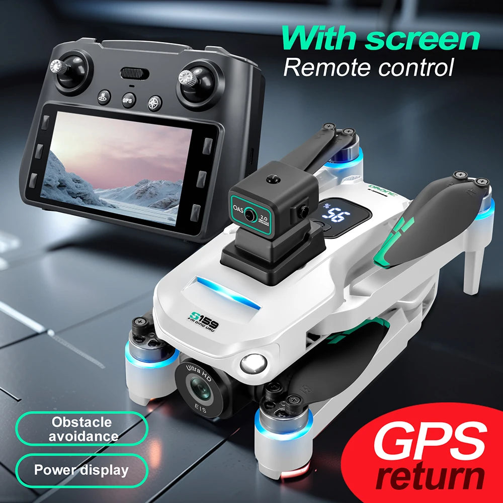 Professional S159 GPS Drone 8K HD Dual Camera With Screen 5G WIFI 360°Obstacle Avoidance Brushless Foldable Quadcopter Dron Toy