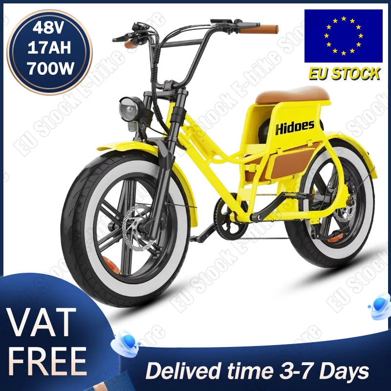 Hidoes C8 Electric Bicycle 700W Motor 48V17AH Lithium Battery Adult Off-road E-bike 20*4 inch Fat Tire All-terrain Electric Bike