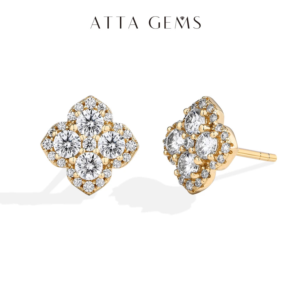 Attagems Full Moissanite Diamond Earrings D VVS1 For Women S925 Sterling Silver 18k Gold Plated Engagement Wedding Jewelry Gifts