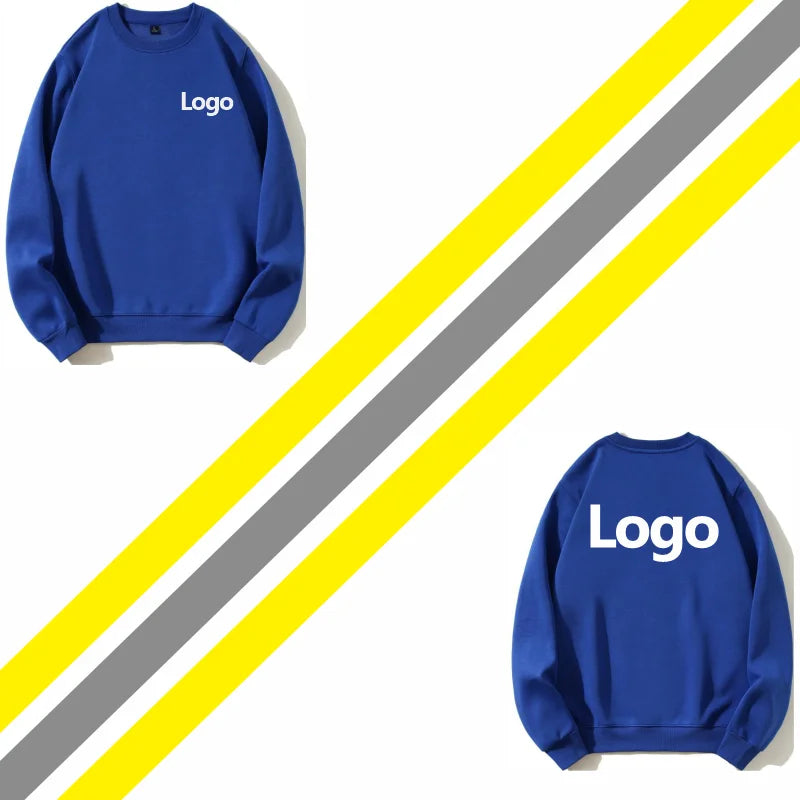 Fashion 100%Cotton Round Neck Sweater with fleece Custom Logo Printed Personal Group Brand Embroidery Design Men and Women thick