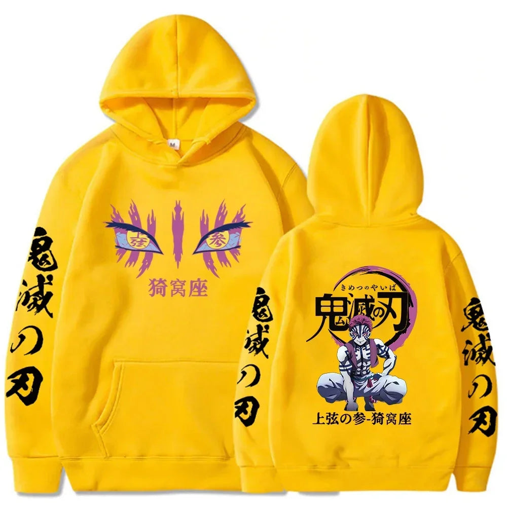 Japanese Anime Autumn New Hoodies for Men Akaza Manga Graphic Streetwear Pullover Hoody Long Sleeve Crewneck Hooded Sweatshirt