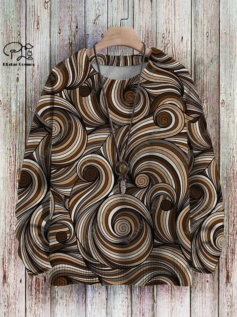 Brand New 3D Printed Retro Colorful Art Print Authentic Ugly Sweater Winter Casual Unisex Sweater F-2