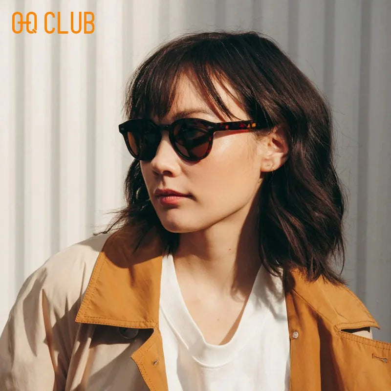 O-Q CLUB Retro Round Men Sunglasses Women's Sun Glasses Woman UV400 Lunette Zonnebril Dames Polarized Lenses Man Eyewear Vintage