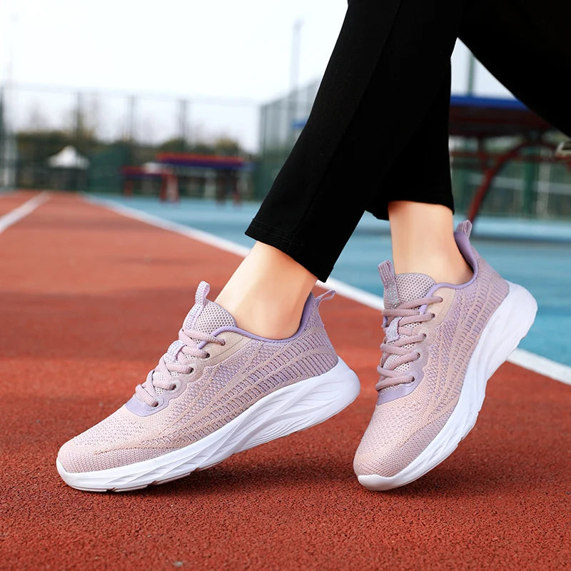 Outdoor Running Shoes Women Thick-soled Breathable Soft Lace-up Sports Shoes Women Anti-slip Mesh Casual Shoes Women