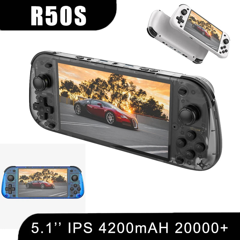 New R50S Retro Handheld Game Console 5.1 Inch Large Screen Linux System 854*480 4200mAh Video Gaming Player Boy Gifts