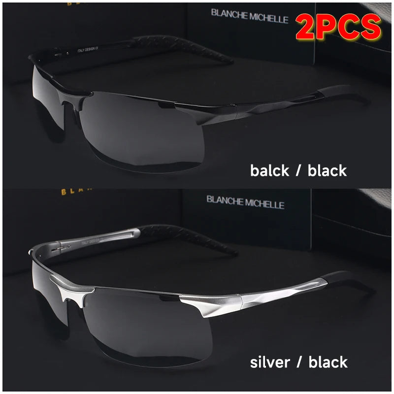 High Quality Ultra-Light Aluminum Magnesium Sport Sunglasses Polarized Men UV400 Rectangle Gold Outdoor Driving Sun Glasses