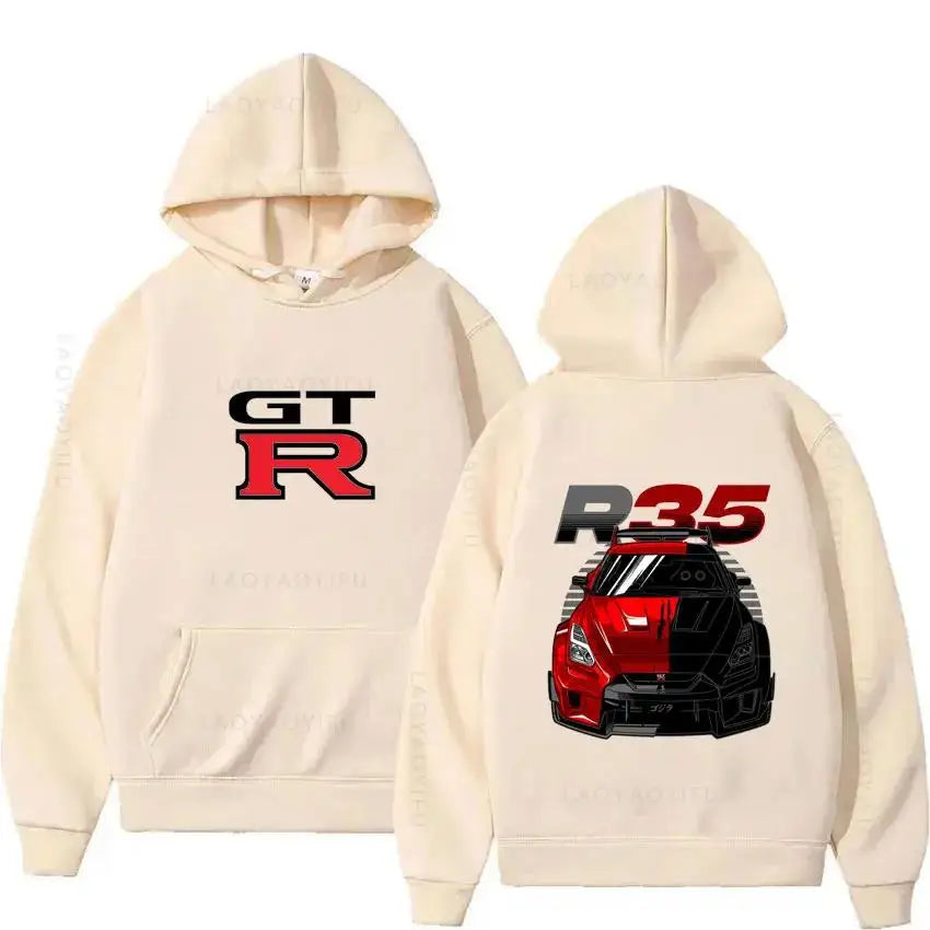 Initial D GTR R35 Streetwear Hoodies Japanese Car Sportcar Novelty Sweatshirt for Men's Long Sleeve Clothes New Arrival Pullover