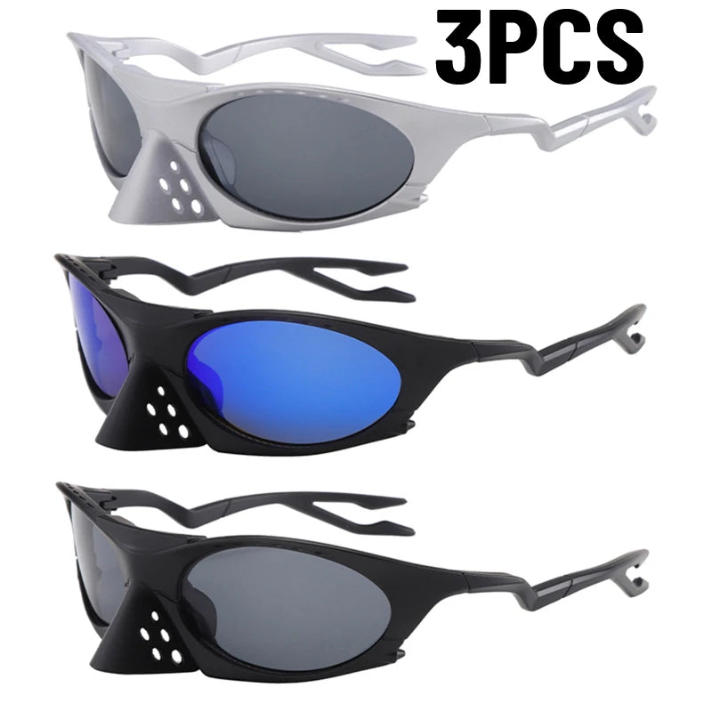 2/3PCS INS New Men Outdoor Sports Cycling  Hip Hop Sunglasses Fashion Women Trendy Party Sunscreen Glasses Personalized Goggles