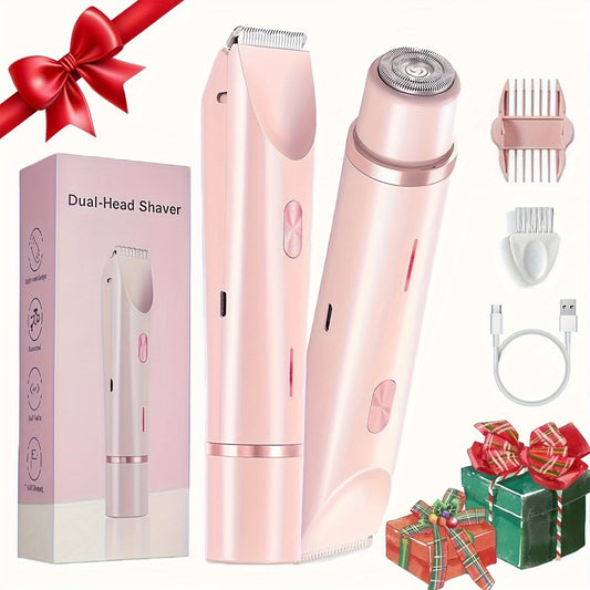 Women'S Electric Shaver and Bikini Trimmer 2-in-1, Dual-Head, Portable, USB Rechargeable, Lithium Battery, Stainless Steel Blade, Ideal for Underarm, Legs, and Face Hair Removal, Perfect Valentine'S Day Gift (Pink/Blue/Purple