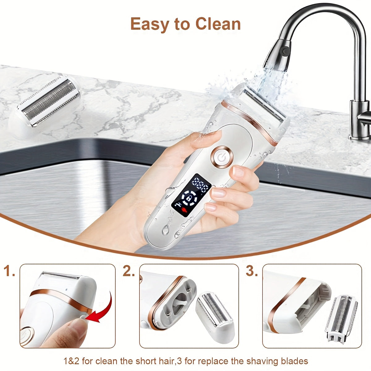 Women'S Electric Shaver for Bikini, Legs & Underarms - Stainless Steel Trimmer with USB Charging
