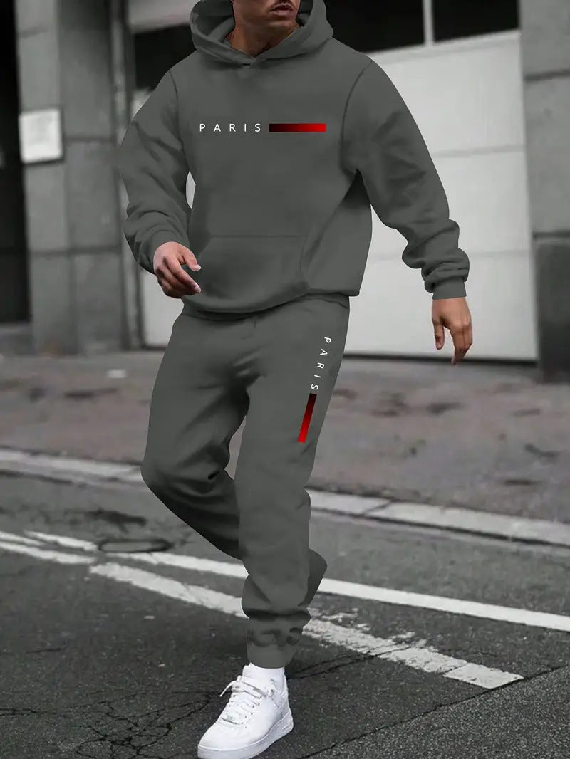 Men's Sweater Sport Pants Suit Printed Fashion