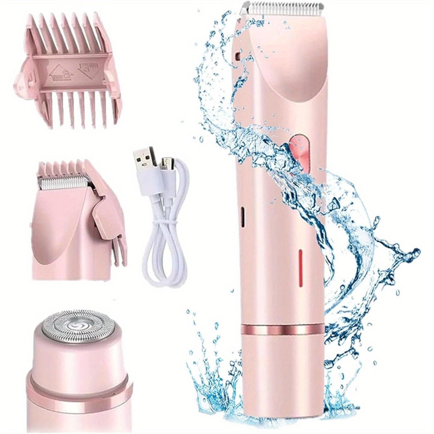 Women'S Electric Shaver and Bikini Trimmer 2-in-1, Dual-Head, Portable, USB Rechargeable, Lithium Battery, Stainless Steel Blade, Ideal for Underarm, Legs, and Face Hair Removal, Perfect Valentine'S Day Gift (Pink/Blue/Purple