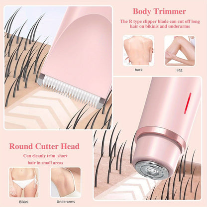 Women'S Electric Shaver and Bikini Trimmer 2-in-1, Dual-Head, Portable, USB Rechargeable, Lithium Battery, Stainless Steel Blade, Ideal for Underarm, Legs, and Face Hair Removal, Perfect Valentine'S Day Gift (Pink/Blue/Purple