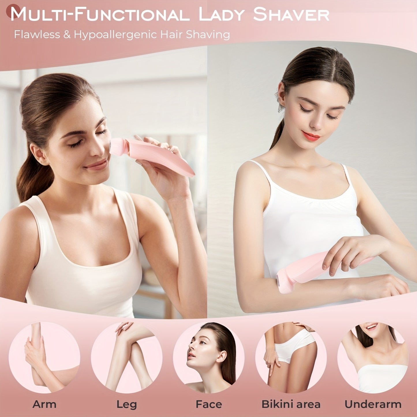 2-in-1 Lip & Body Shaver for Women - IPX7, Portable Electric Razor with Stainless Steel Blades, Ideal for Lips, Chin, Armpits, Peach Fuzz, Fingers, Neck & Cheeks - Perfect Gift for Her, Beauty Razor|Modern Aesthetic|Stainless