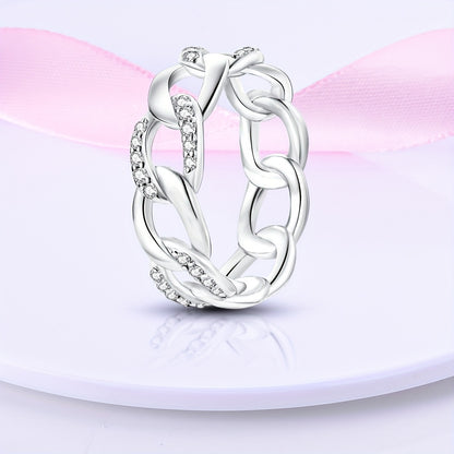 Original Design 925 Silver Plated White Gold Hypoallergenic High Quality Interlocking Sparkling Zircon Woman Ring Jewelry Gifts