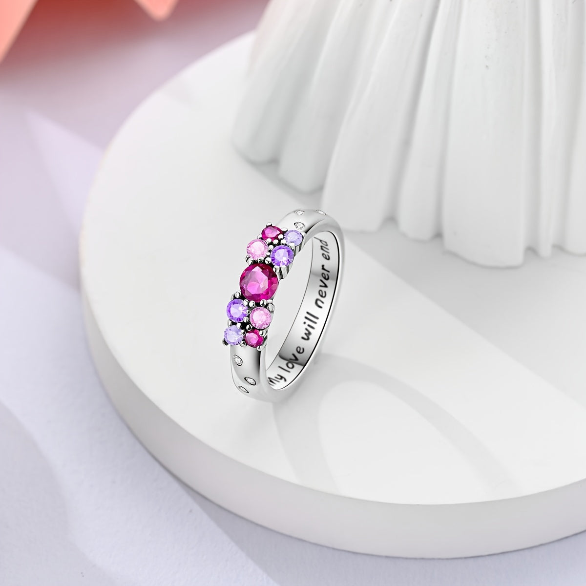 Original Design 925 Silver Hypoallergenic High Quality Colorful Zircon Pavé Infinitely Loving Woman Ring Jewelry Gift