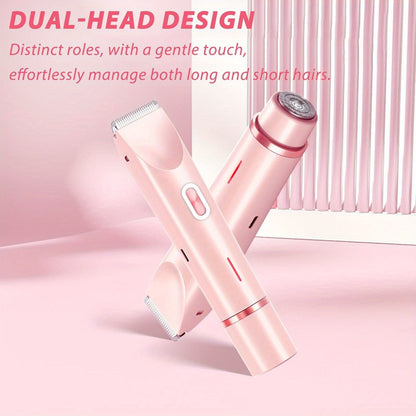 Women'S Electric Shaver and Bikini Trimmer 2-in-1, Dual-Head, Portable, USB Rechargeable, Lithium Battery, Stainless Steel Blade, Ideal for Underarm, Legs, and Face Hair Removal, Perfect Valentine'S Day Gift (Pink/Blue/Purple