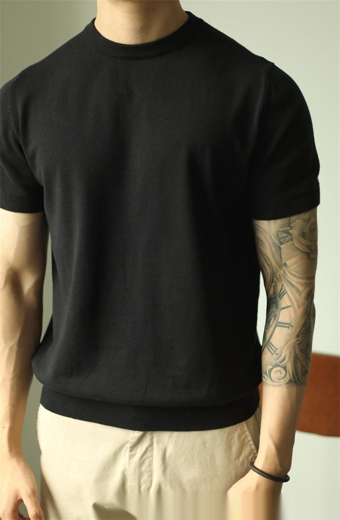 Men's Small Turtleneck Slim-fit Short Sleeve Cool Feeling