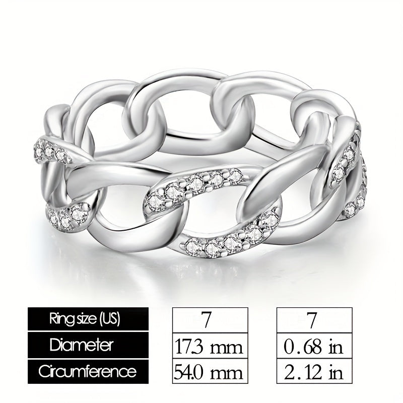 Original Design 925 Silver Plated White Gold Hypoallergenic High Quality Interlocking Sparkling Zircon Woman Ring Jewelry Gifts