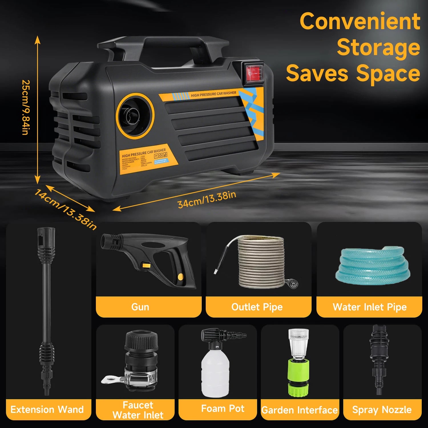 3000W Electric High Pressure Washer Portable Washing Car Gun Versatile Washing Machine for Garden Floors Home&Car Washer Gun