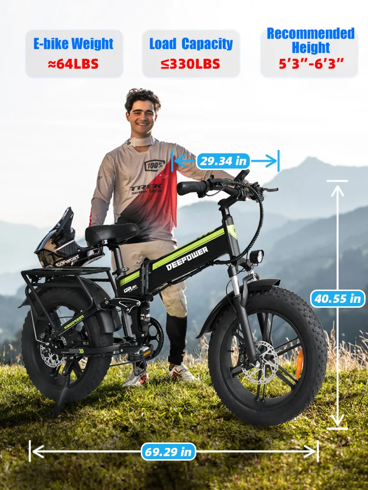 DEEPOWER H20 Off-Road Electric Bike 2000W 48V 25AH LG Battery Adults Mountain Ebike LED Display All-Terrain Motorcycle E-bike