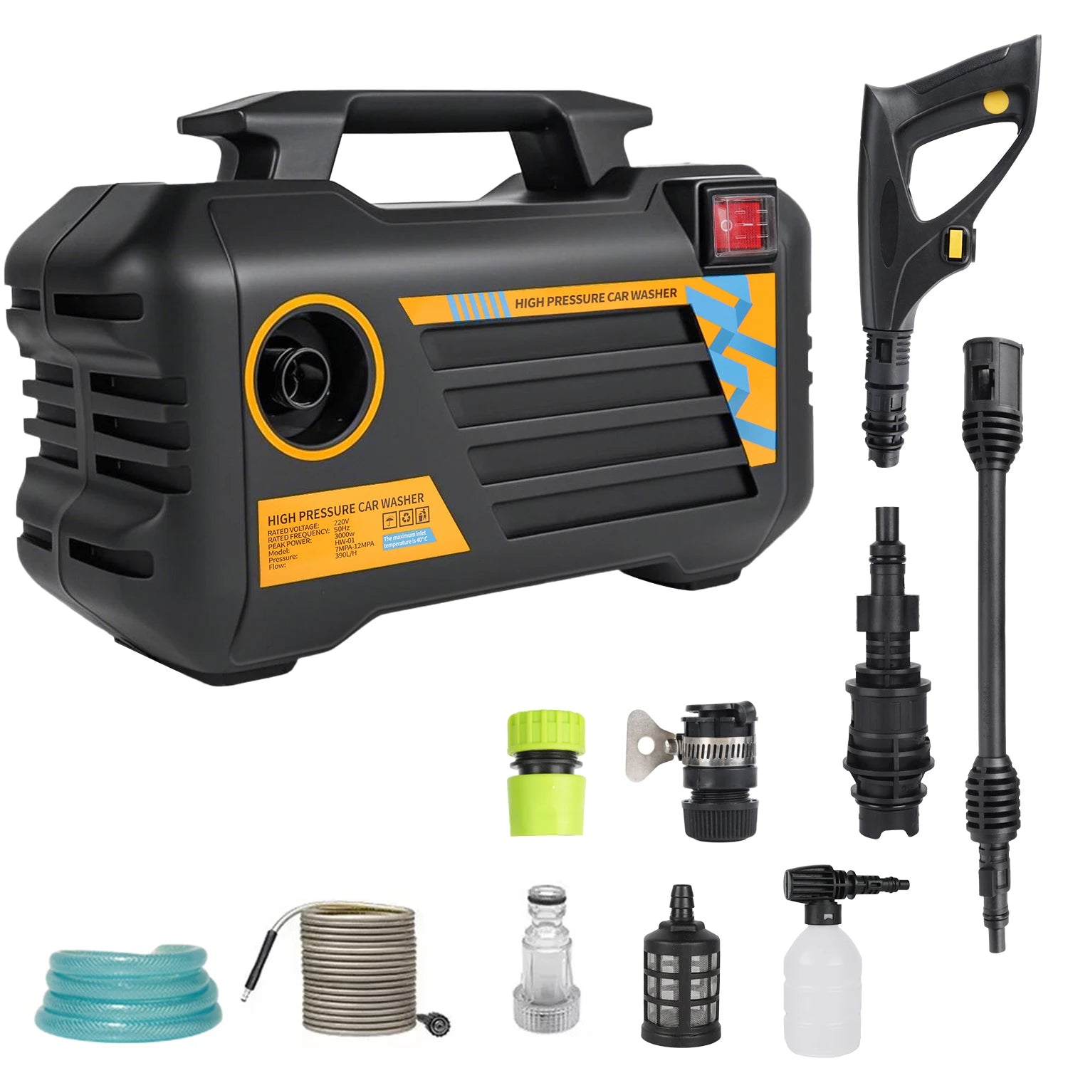 3000W Electric High Pressure Washer Portable Washing Car Gun Versatile Washing Machine for Garden Floors Home&Car Washer Gun